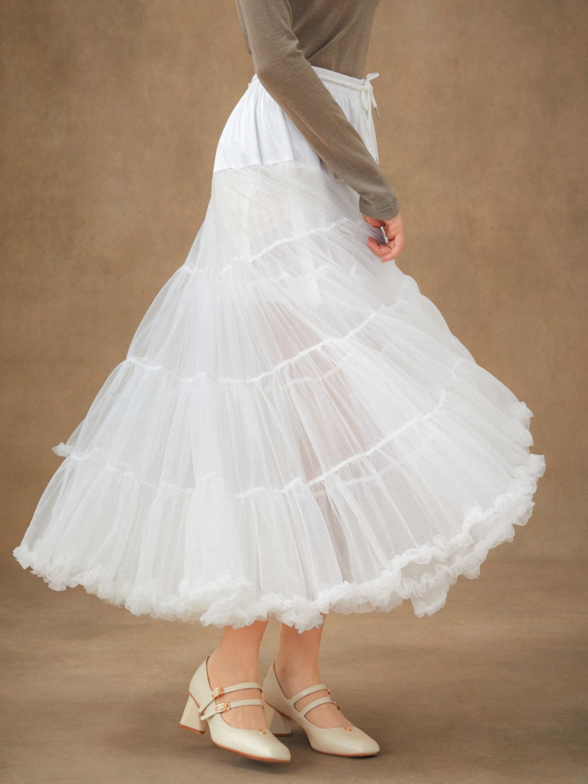 Multi-Layered Petticoat for Effortless Volume-White - Image 4