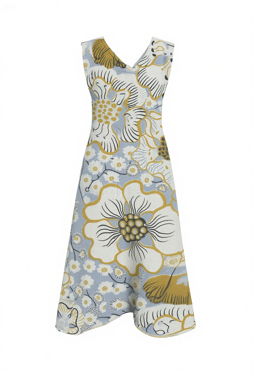 Women's Vintage Floral Art Print Casual Cotton Dress - Image 2