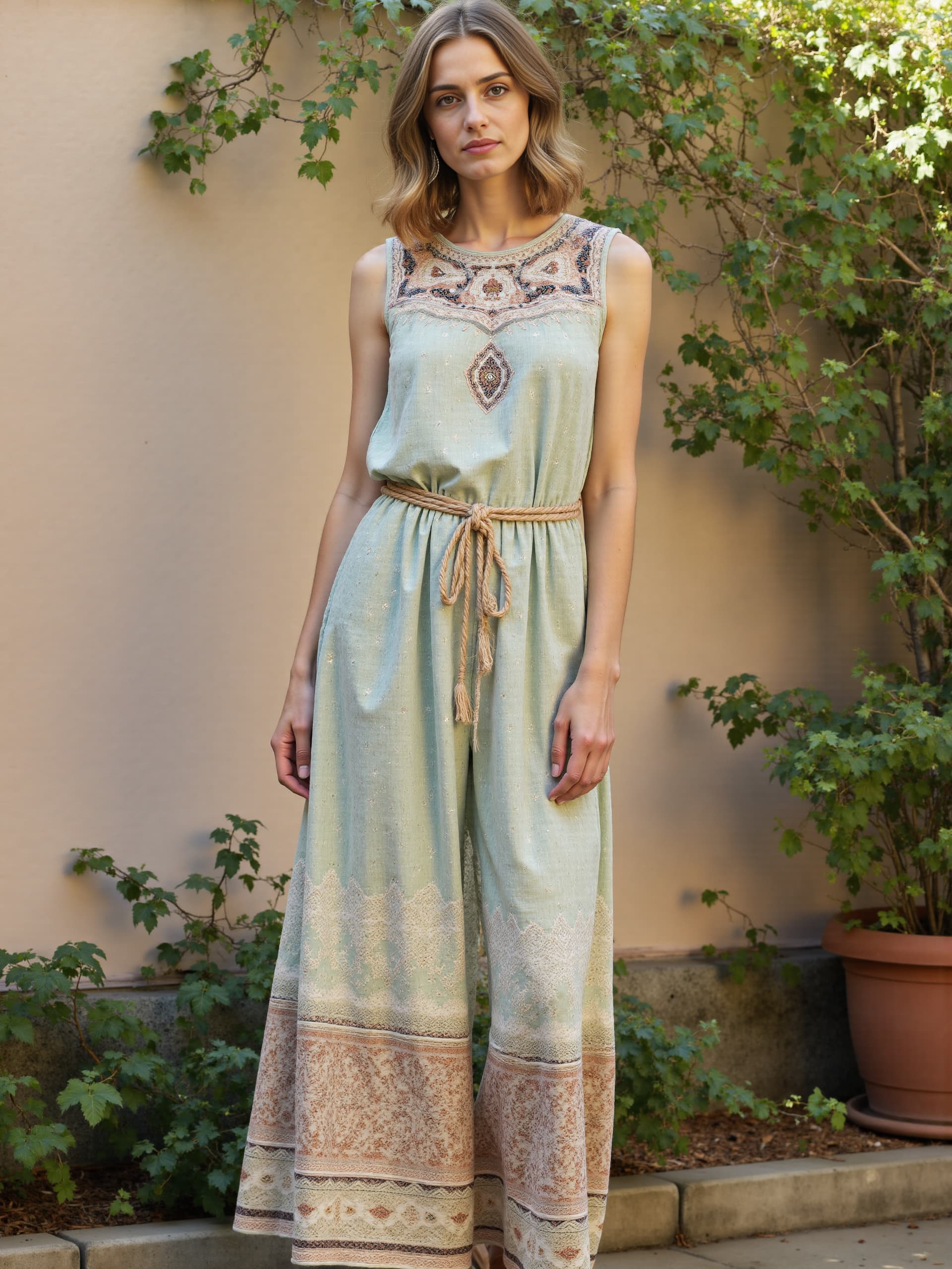 Women's Boho Art Print Casual Cotton Dress