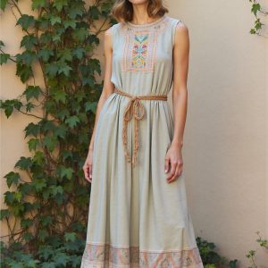 Women's Bohe Floral Art Print Casual Cotton Dress