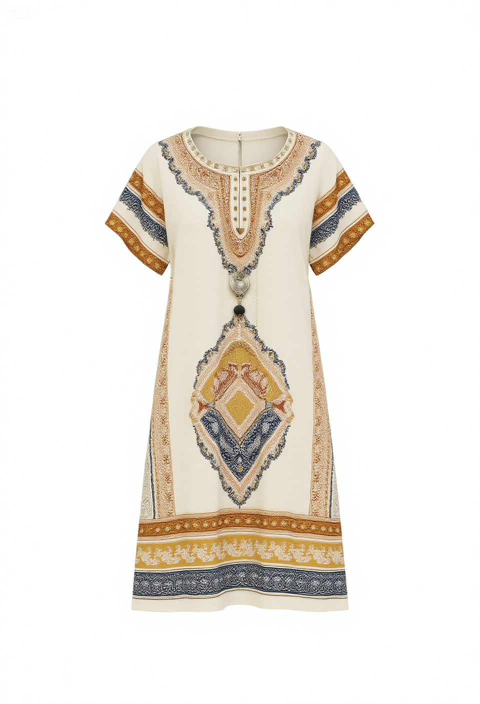Women's Boho Art Print Casual Cotton Dress - Image 2