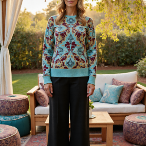 Vintage Boho Prints Women's casual Round-neck sweatshirt