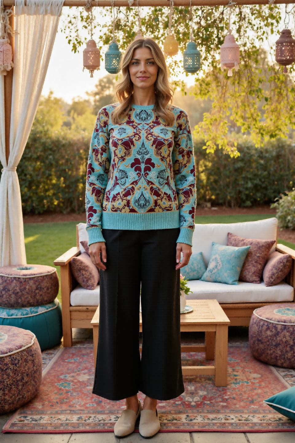 Vintage Boho Prints Women’s casual Round-neck sweatshirt