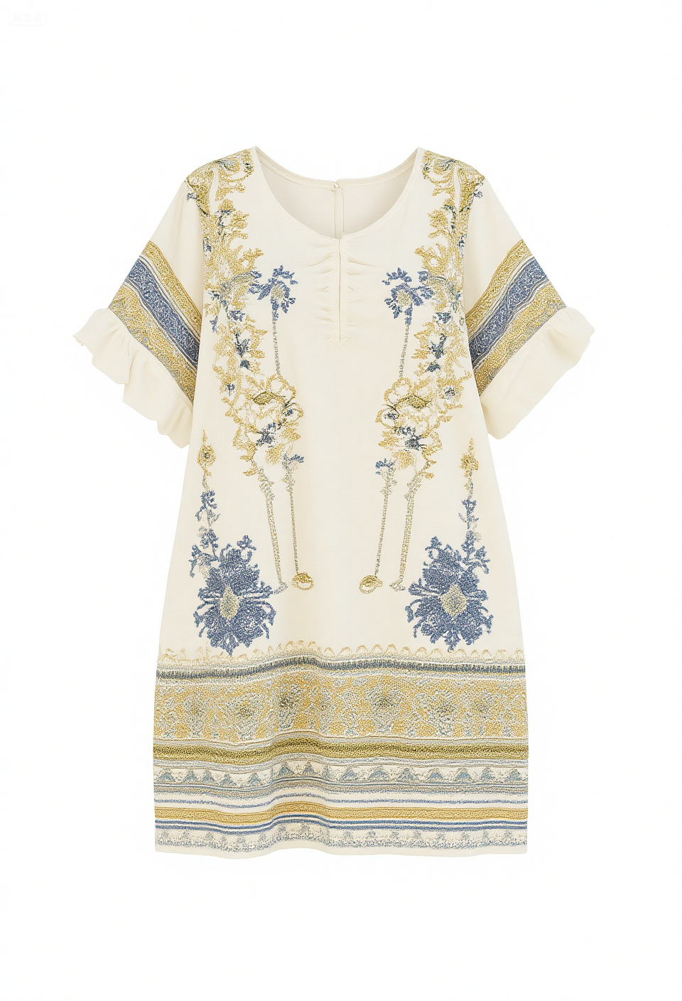 Women's Boho Art Print Casual Cotton Dress - Image 2