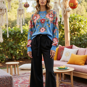 Vintage Boho Prints Women's casual Round-neck sweatshirt