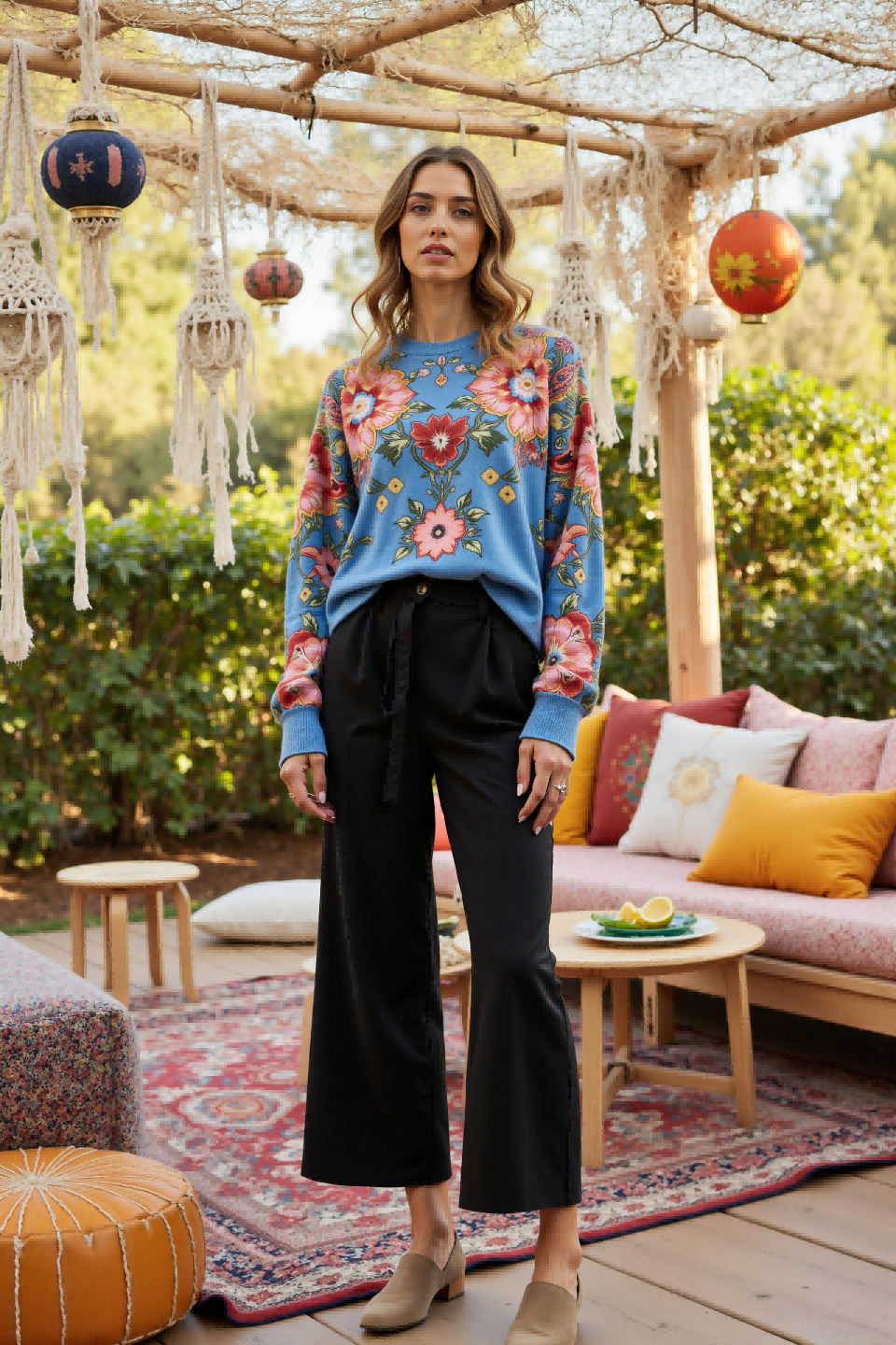 Vintage Boho Prints Women’s casual Round-neck sweatshirt